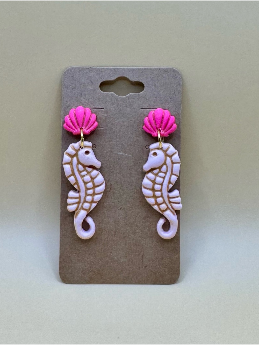 Seahorse Pink Drop Earrings - Unbranded
